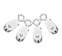FRCOLOR 4pcs Heavy Duty Stainless Steel Wire Rope Pulley System Compact Mini Lifting Pulley Roller with Easy Installation for DIY Tracks and Sliding Cables, 35kg Capacity