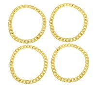 FRCOLOR 4pcs Hip Hop Style Male Necklace Golden Punk Chains Fashionable Boy Jewelry with Sparkling Faux Gold Unique Design for Daily Wear and Costume Accessories