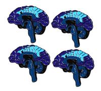 FRCOLOR 4pcs Human Brain Shaped Brooch Pins Alloy Corsage Set Blue Eye-catching and Easy to Match Cute Lapel Pins for Women Party Favors and Boutonniere Use