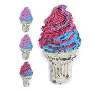 FRCOLOR 4pcs Iron-on Decorative Patch Embroidered Applique Cute Sequin Bead Cloth Ice Cream Cone Quick Repair Easy DIY Fun Unique Style Fashionable Decoration for Jackets T-Shirts DIY