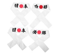 FRCOLOR 4pcs Japanese Samurai Hachimaki Headband Success Fitness Hair Bands for Karate Sports Warriors Costume Headwear for Party Activities