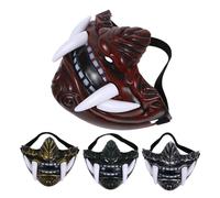 FRCOLOR 4pcs Japanese Style Cosplay Masks for Halloween Party Unique with Vivid Colors Gold Green Red Silver for Theatrical Performances and Cosplay Events