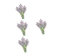 FRCOLOR 4pcs Lavender Flower Brooch Pin with Rhinestone Accent Elegant Decorative Hat Pin for Women Versatile Lapel Badge for Clothes Bags Scarves Special Occasions
