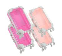 FRCOLOR 4pcs Mini Clear False Eyelash Storage Boxes Luggage-shaped Travel Makeup Organizer Lash Holder Case for Portable Cosmetic and Lash Cluster Storage