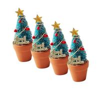 FRCOLOR 4pcs Mini Desk Tree Small Christmas Tree Dolls House Decorations Mini House Doll Pine Miniature Christmas Pot Xmas Pine Accessories DIY Little