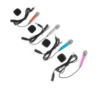 FRCOLOR 4pcs Mini Handheld Dynamic Microphones Compatible with Singing or Recording Applications Made of Sturdy Metal Aluminum Alloy for Home Karaoke and Recording Sessions