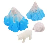 FRCOLOR 4pcs Mini Igloo House with Lifelike Arctic Figurines Realistic Snowy Iceberg Models and White Bear for Boys Micro Landscape Decoration for Dollhouse and Winter Scenes