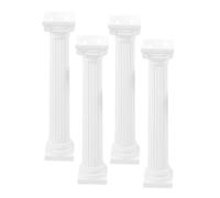 FRCOLOR 4Pcs Mini Roman Column Statues Decorative Pillar Props for Home Decor Table and Photography Elegant White Square Base for Weddings and Gardens