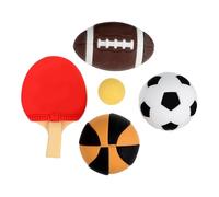 FRCOLOR 4Pcs Miniature Football Basketball Rugby Pong Dollhouse Sport Models Realistic Smooth Surface Mini House Supplies for DIY Decoration Random Colors Random Color