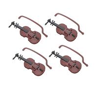 FRCOLOR 4Pcs Miniature Violin Ornaments Realistic Mini Violin Models for Dollhouse Decor Photography Props Smooth Surface Decorative and Chic Accessories