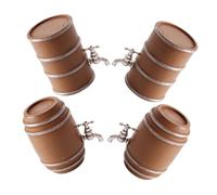 FRCOLOR 4pcs Miniature Wooden Wine Barrel Figurines Detailed Micro Landscape Accessories for Fairy Garden Dollhouse Decor Photography Props and DIY Projects