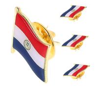 FRCOLOR 4PCS Paraguayan Flag Enamel Lapel Pins Metal Badges for National Pride Iron Brooches for Clothing Decorative Suit Accessories