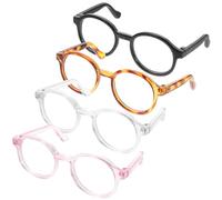 FRCOLOR 4pcs Pet Dog Sunglasses Cat Glasses Set Plastic Eyewear with Black Pink Leopard Print for Small Dogs Cosplay Photo Props