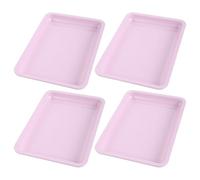 FRCOLOR 4pcs Pink Metal Nail Art Tool Storage Tray Stainless Steel Rectangle Organizer for Manicure Accessories Portable Desktop Nail Tool Holder for Beauty