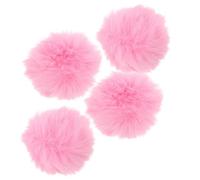 FRCOLOR 4pcs Pink Microphone Wind Muff Covers for Lavalier and Handheld Microphones, Artificial Fur Material with Noise Cancelling and Audio Protection, for Field and Event Use
