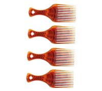 FRCOLOR 4pcs Plastic Hair Pick Combs for Afro Hair Wide Tooth Comb Detangle Curly Smooth Handle