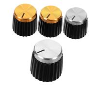 FRCOLOR 4Pcs Plastic Potentiometer Knobs for Amplifier and Electric Guitar Bass Volume Control Rotary Knobs Smooth Precise Audio Adjustment Stylish Black Silver and Black Gold
