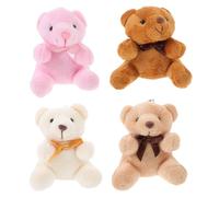 FRCOLOR 4pcs Plush Bear Keychain Soft Stuffed Charms for Women Backpack Pendant Cute Handbag Decoration with Filling Sitting Height