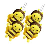 FRCOLOR 4pcs Plush Bee Keychain Soft Hanging Decor Cute Bag Charm Pendant for Bee Lovers Portable DIY Accessories