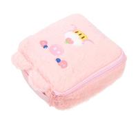 FRCOLOR 4pcs Plush Storage Bag Purse Holder Plush Cosmetic Bag Purse Stand Coin Storage Bag Sanitary Napkin Bag Travel Toiletry Bags Toiletry Bag for Travel Square Makeup Bag Pad Bag Pink