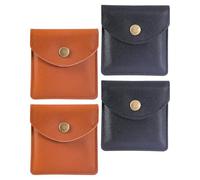 FRCOLOR 4pcs Portable Cigarette Ash Pouch with Dual Layer Pu Leather, Pocket-sized and Resistant to Daily Wear, for Hiking and Outdoor Gatherings, Discrete Ash Collection in Black