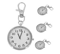 FRCOLOR 4pcs Portable Quartz Pocket Watch Keychain Clip with Large Digital Display for Seniors Nurses and Students Clear Numbers for Easy Reading Accurate Timekeeping for Exams and Medical
