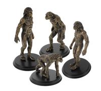 FRCOLOR 4pcs Primitive Teaching Aids Learning Prop Simulation Gorilla Statue Primitive Human Teaching Models Cognition Human Figurines Simulation Model Dark Brown Plastic