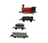 FRCOLOR 4Pcs Pull Back Steam Train Set for Boys Alloy Retro Model Vehicles Non Battery Educational Mini Trains Connectable Colorful Play Gift Red