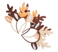 FRCOLOR 4pcs Reindeer Antler Headbands with Ears Lightweight Christmas Headband for Festive Parties Office Celebrations Holiday Photos Flexible Fit Animal Hair Hoops for Adults