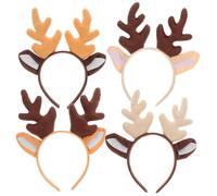 FRCOLOR 4pcs Reindeer Antlers Headbands with Ears Soft Lightweight Christmas Party Hair Accessories for Cosplay Holiday Gatherings and Festive Photoshoots Comfortable and Easy to Wear