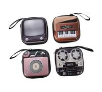 FRCOLOR 4pcs Retro Coin Purses Set, Small Multifunctional Mini Wallets with Tv, Radio, Projector, and Electronic Keyboard Designs, Compact Change Bags for Travel and Everyday Use