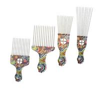 FRCOLOR 4pcs Retro Pattern Steel Needle Comb Fine Tooth Hairdressing Pick Versatile Styling Tool Hair Cutting Accessories