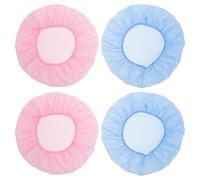 FRCOLOR 4pcs Reusable Hair Nets for Sleeping Women, Breathable Comfort Mesh Bonnet for Curly and Long Hair, Adjustable Night Sleep Caps in Pink, Lightweight Polyester Cotton Sleep Hat