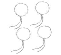FRCOLOR 4Pcs Rhinestones High Heel Chain Shoe Accessory Adjustable Anti-Lost Ankle Strap for Women Stylish Shoe Chain Jewelry Decor