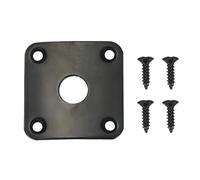 FRCOLOR 4Pcs Screws Jack Plate Plug Plate for Guitar Curved Black Metal Easy to Install Strengthen Neck and Body Connection Electric Guitar Replacement 1.38X1.38X0.06In