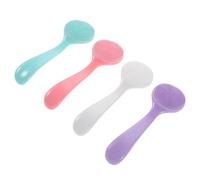 FRCOLOR 4pcs Silicone Face Scrubber Long Handle Exfoliating Brush for Deep Cleansing Makeup Removal Massaging Gentle Daily Use Tool for All Skin Types Travel Friendly