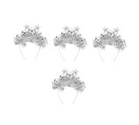 FRCOLOR 4pcs Silver Disco Ball Headband with Star Tinsel Sparkling Disco Accessories for Women Comfortable Costume Hairband for Year Eve Graduation Party Favor