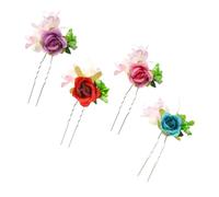 FRCOLOR 4pcs Simulation Flower Hairpins U-shaped Berry Hair Clips Wedding Bride Bridesmaid Floral Hair Decorations for Party Random Color