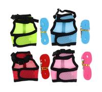 FRCOLOR 4Pcs Small Pet Mesh Vest Harness for Rabbits Hamsters Guinea Pigs with Straps Comfortable Outdoor Leash in Pink Blue Green and Red