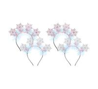 FRCOLOR 4pcs Snowflake Glitter Headband for Women Cute Holiday Hair Accessories Snowflake Headbands for Christmas Party Festive Decorative Hair Hoops for Girls