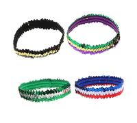 FRCOLOR 4pcs Sparkle Sequin Headbands for Women Glitter Hair Accessories Party Favors for Disco Themes Elastic Sequin Bands Gold Green Purple Red Blue White Black Colors