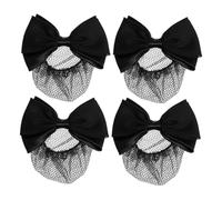FRCOLOR 4pcs Spring Clip Butterfly Head Flower Mesh Hair Clip Bow Design Hair Net Fitted for Women Wedding Occasions