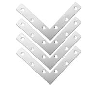 FRCOLOR 4pcs Stainless Steel L-Shaped Flat Angle Brackets 120x120mm 2mm Thick Corner Mounting Plates for Wood Furniture and Industrial Use