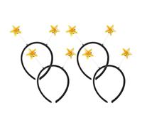 FRCOLOR 4pcs Star Head Boppers Costume Hairband with Adjustable Antennae | Yellow Iridescent Cloth and Metal Design, Soft Elastic Support, Lightweight Fit for Celebrations and Martian Costume Events