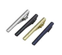 FRCOLOR 4PCS Sturdy Necktie Clips for Men Delicate Tie Accessories Gold Silver Glossy Black Navy Blue Practical Durable Tie Clamps for Business Formal Wear