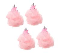 FRCOLOR 4pcs Unicorn Bath Sponge Cute Animal Shaped Exfoliating Shower Loofah for for Skin Excellent Drainage Thorough Cleaning Fun Bath Experience