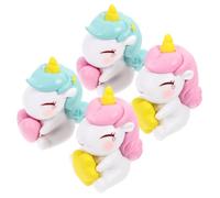 FRCOLOR 4pcs Unicorn Figurines Resin Animal Ornaments High Gloss Miniature Fairy Garden Decor Cake Toppers for Succulents Lawn Micro Landscape Decoration