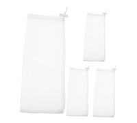 FRCOLOR 4pcs White Polyester Mesh Bird Feed Bags with Drawstring Closure Spill-resistant Hexagonal Net Sacks for Outdoor Wild Bird Feeding Suitable for Garden Finch and Multiple