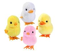 FRCOLOR 4pcs Wind Up Hopping Shaking Chick Duck Plush for Fun Party Favors No Batteries Needed for Imagination Creativity Play