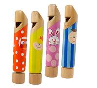 FRCOLOR 4pcs Wooden Slide Whistles for Music Educational Lightweight Wood Whistle Instruments for Travel Fun Musical Sound Development and Learning
